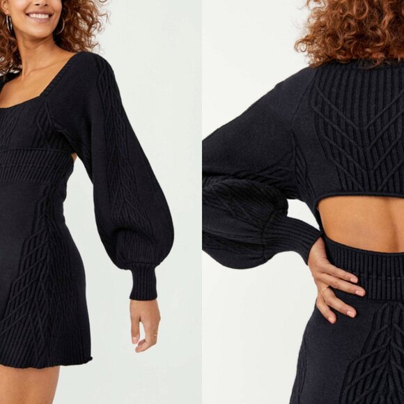 Free People Emmaline Mini Sweater Dress in Black - Picture 2 of 4